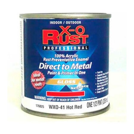 General Paint Rust Preventative Paint/Primer, Gloss, Water Base, Hot Red, 1/2 pt 176825